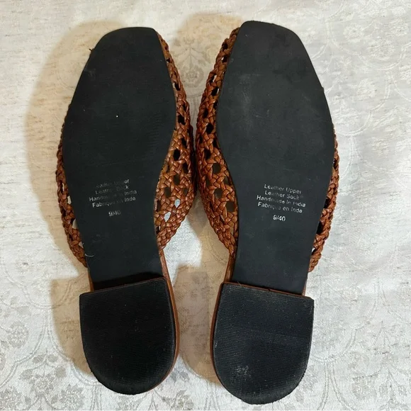 Jeffrey Campbell Weave Me Brown Leather Woven Slides – Size 9 - Picture 5 of 5